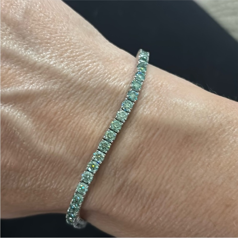 S925 5.4 Carat Blue Green 3mm Moissanite Diamond Tennis Bracelet